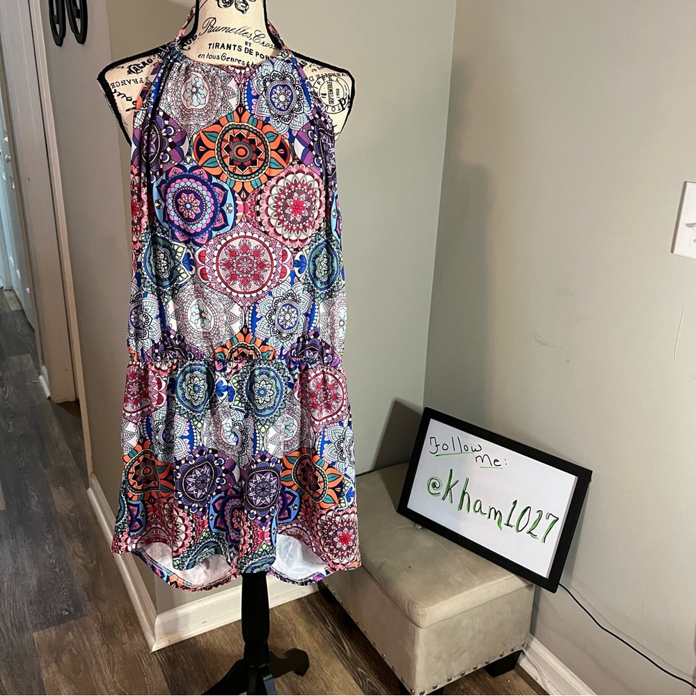 Fun Halter Style Romper, Colorful Size L